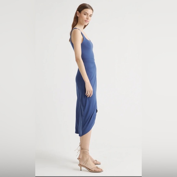 Quince Tencel Jersey Side Tie Midi Dress Navy Blue size XS - Picture 5 of 8